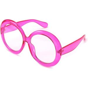 FEISEDY Oversized Blue Light Blocking Glasses Women Men Retro Big Round Frame Eyewear Clear Lens Computer Glasses B2997(003 – Red)