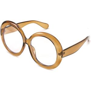 FEISEDY Oversized Blue Light Blocking Glasses Women Men Retro Big Round Frame Eyewear Clear Lens Computer Glasses B2997(004 – Tea)