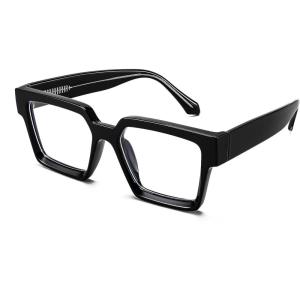 FEISEDY Oversized Blue Light Glasses for Women Men TR90 Retro Square Anti Eyestrain Glasses Rectangle Fashion Frame B0037(001 – Black)