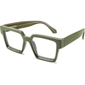 FEISEDY Oversized Blue Light Glasses for Women Men TR90 Retro Square Anti Eyestrain Glasses Rectangle Fashion Frame B0037(002 – Green)