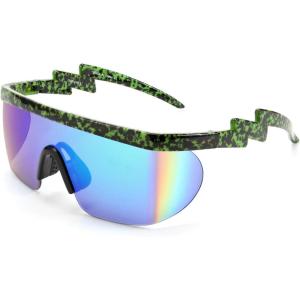 FEISEDY Oversized Mirror Shield Sport 80s Sunglasses Ski Goggles Flat Top One Piece Futuristic Visor Women Men B2522(C03 Camouflage)