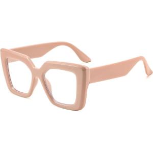 FEISEDY Oversized Square Blue Light Blocking Glasses for Women Men Fashion Computer Glasses Reduce Eye Strain B0111(Khaki)