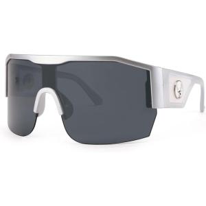 FEISEDY Oversized Square One Piece Frameless Stylish Sunglasses Women Men Luxury Shades B4043(Sliver Frame/Grey Lens)