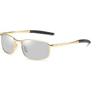 FEISEDY Photochromic Classic Polarized Sunglasses Driving Photosensitive Glasses B2444(Gold)