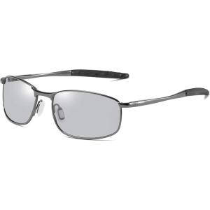 FEISEDY Photochromic Classic Polarized Sunglasses Driving Photosensitive Glasses B2444(Gun Ash)