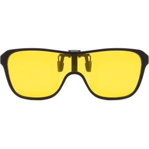 FEISEDY Polarized Clip-on Flip Up One Piece Sunglasses for Glasses TAC Lenses B0346(Yellow Night Vision)