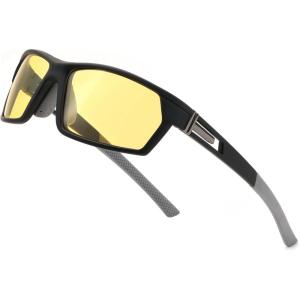 FEISEDY Polarized Sports Sunglasses for Men Women Youth Baseball Cycling Running Glasses UV400 Protection B0135(Black Frame & Yellow Lens)