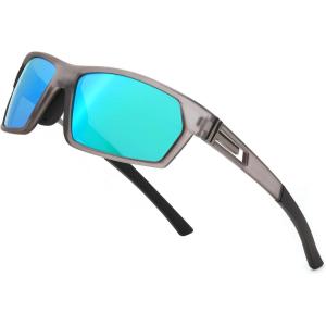 FEISEDY Polarized Sports Sunglasses for Men Women Youth Baseball Cycling Running Glasses UV400 Protection B0135(Grey Frame & Green Mirror Lens)