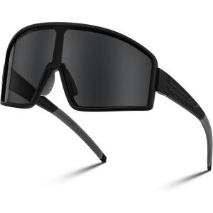 FEISEDY Polarized Sports Sunglasses for Men Women Youth Cycling Glasses Baseball Softball Sunglasses B2368(Black Frame Grey Lens)
