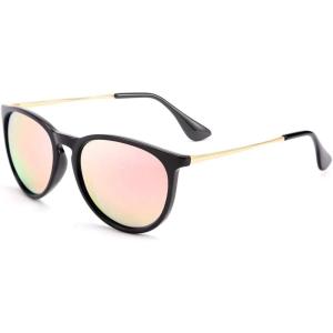 FEISEDY Polarized Sunglasses Women Men Vintage Round Classic Mirrored Sun Glasses B2571(Pink)