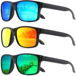 FEISEDY Polarized Sunglasses for Men Women Sports Driving Fishing Hiking Glasses UV400 Protection B0080(3pack-blue+red+green)
