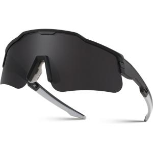 FEISEDY Polarized Youth Sports Sunglasses Teens Cycling Sunglasses Kids Sport Baseball Glasses for Boys Girls Age8-16 B0032(Black Frame/Gray Lens)