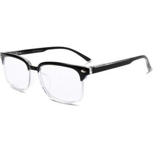 FEISEDY Progressive Multifocal Reading Glasses Blue Light Blocking Reader Glasses TR90 Frame Women Men B2497(Black-clear)