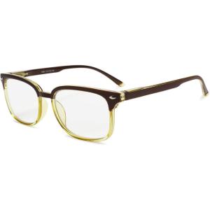 FEISEDY Progressive Multifocal Reading Glasses Blue Light Blocking Reader Glasses TR90 Frame Women Men B2497(Brown-yellow)