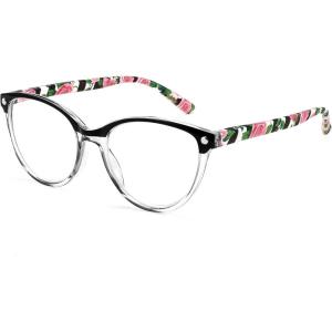FEISEDY Reading Glasses Cat Eye Blue Light Blocking Readers Anti Eyestrain with Spring Hinge B0043(Black)
