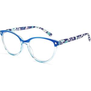 FEISEDY Reading Glasses Cat Eye Blue Light Blocking Readers Anti Eyestrain with Spring Hinge B0043(Blue)