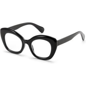 FEISEDY Reading Glasses for Women Fashion Cat Eye Blue Light Blocking Glasses Anti- Glare Digital Eyestrain Readers B0139(Black)