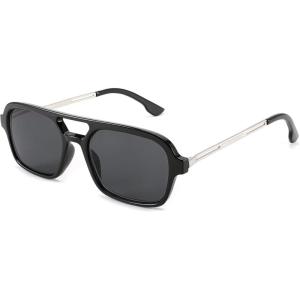 FEISEDY Reading Glasses for Women Men Vintage Square 70s Flat Aviator Sunglasses Anti Glare Eyestrain B2992(Black)
