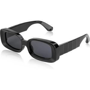 FEISEDY Rectangle Sunglasses for Women Men Retro Y2k 90s Thick Frame Chunky Square Sunglasses UV400 Protection B2307(Black)