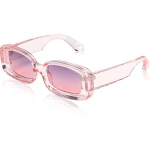 FEISEDY Rectangle Sunglasses for Women Men Retro Y2k 90s Thick Frame Chunky Square Sunglasses UV400 Protection B2307(Pink)
