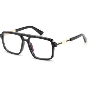 FEISEDY Retro Aviator Blue Light Glasses for Men Women Square Frame Computer Reading/TV/Phones Glasses B0209(001 Black Frame)