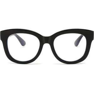 FEISEDY Retro Blue Light Glasses for Women Men, Thick Square Glasses Blue Light Blocking, Anti Glare Digital &Eyestrain B0278(Black)