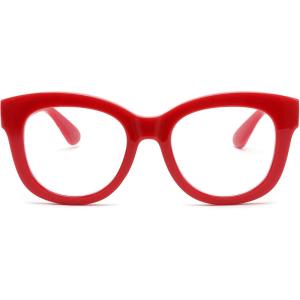 FEISEDY Retro Blue Light Glasses for Women Men, Thick Square Glasses Blue Light Blocking, Anti Glare Digital &Eyestrain B0278(Red)