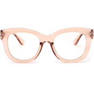 FEISEDY Retro Blue Light Glasses for Women Men, Thick Square Glasses Blue Light Blocking, Anti Glare Digital &Eyestrain B0278(Transparent Tea)