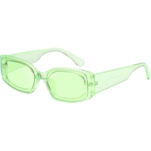 FEISEDY Retro Rectangle Sunglasses Women Men Vintage 90s Small Glasses Thick Narrow Fashion Y2K Plastic Glasses B2462(Green)