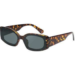 FEISEDY Retro Rectangle Sunglasses Women Men Vintage 90s Small Glasses Thick Narrow Fashion Y2K Plastic Glasses B2462(Tortoise)