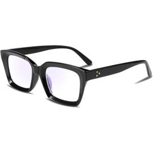 FEISEDY Retro Square Blue Light Blocking Reading Glasses Anti Glare Digital Eyestrain Reader B2479(Black)