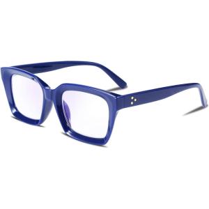 FEISEDY Retro Square Blue Light Blocking Reading Glasses Anti Glare Digital Eyestrain Reader B2479(Blue)