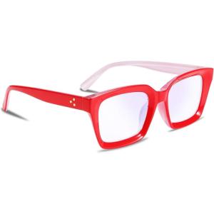 FEISEDY Retro Square Blue Light Blocking Reading Glasses Anti Glare Digital Eyestrain Reader B2479(Red)