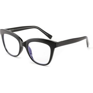 FEISEDY Retro Square Reading Glasses Anti Glare Digital Blue Light Blocking Eyestrain for Women Reader B0058(Black)