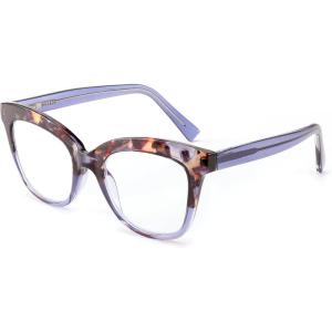 FEISEDY Retro Square Reading Glasses Anti Glare Digital Blue Light Blocking Eyestrain for Women Reader B0058(Blue Leopard)
