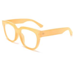 FEISEDY Retro Square Thick Big Frame Blue Light Blocking Reading Glasses Anti Glare Digital Eyestrain Reader B2523(Light Yellow)