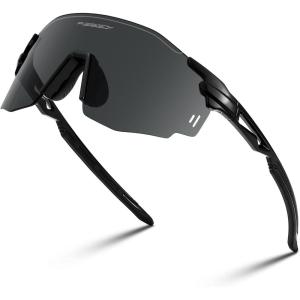FEISEDY Rimless Sports Sunglasses for Men Women Tr90 Frame for Cycling Fishing Running B0116(Black Frame Grey Lens)