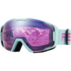 FEISEDY Ski Goggles, OTG Snow Sport Goggles for Adult Youth, Anti-Fog UV400 Protection Bendable Dual-Lenses B2961(Purple Silver Vlt 27%)