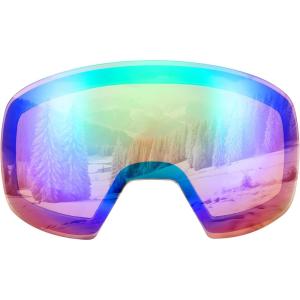 FEISEDY Ski Goggles, OTG Snow Sport Goggles for Adult Youth, Anti-Fog UV400 Protection Bendable Dual-Lenses B2961(Revogreen Mirrored Lens Vit 15%)