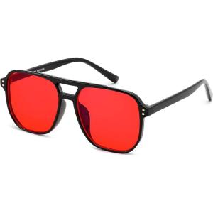 FEISEDY Sleep Blue Light Glasses for Woman Men 99.9% Computer Gaming Red Lens Eyeglasses Reduce Eyestrain G2835(Black Frame & Red Lenese)