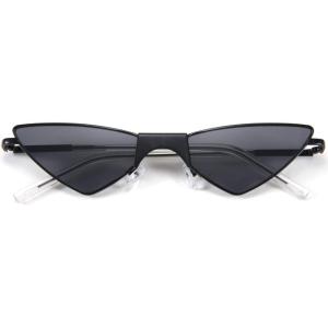 FEISEDY Small Cat Eye Sunglasses Women PUNK Party Metal ROCK Candy Color Glasses B2721(Black)