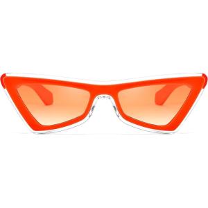 FEISEDY Small Sunglasses for Women Vintage Square Cat Eye Fashion 70s 90s Thick Frame UV Protection Eyewear B0007(Yellow/ Yellow)