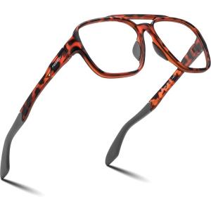 FEISEDY Sports Blue Light Glasses for Men Lightweight Anti Slip Running Cycling Square Glasses Computer Eyeglasses B0156(Matte Tortoise)