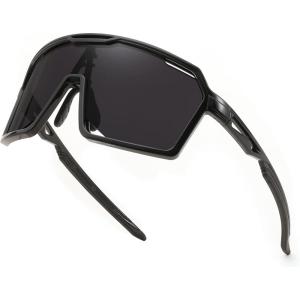 FEISEDY Sports Cycling Sunglasses for Men Women, UV400 Protection Baseball Running Fishing Biking B0168(Black Frame Grey Lens)