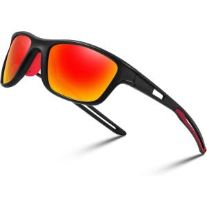 FEISEDY Sports Polarized Sunglasses For Men Women Cycling Driving Fishing Running UV400 Protection B0125(Black Frame & Orange Mirror Lens)