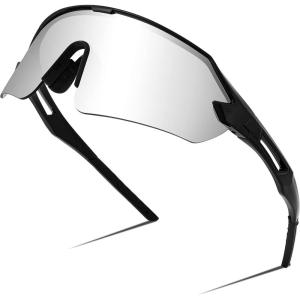 FEISEDY Sports Sunglasses for Men and Women, UV400 Protection Outdoor Cycling Driving Fishing Glasses B2987(004 Black | White Mirrored Lens)