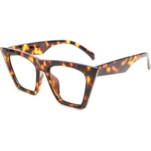 FEISEDY Square Cat Eye Reading Glasses Blue Light Blocking Women Fashion Cateye Reader Anti Glare Digital Eyestrain B2604(Leopard)