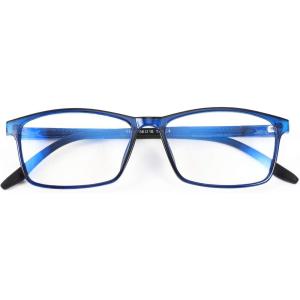 FEISEDY Square Men TR90 Frame Blue Light Blocking Reading Glasses, TR90 Rectangle Men Anti Blue Light Computer Reader B9026(Crystal Blue)