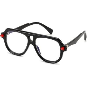 FEISEDY Stylish Reading Glasses for Woman Men Trendy Retro Double Bridge Readers B0287(Black)