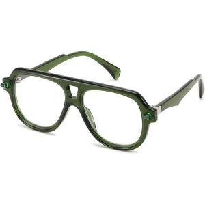 FEISEDY Stylish Reading Glasses for Woman Men Trendy Retro Double Bridge Readers B0287(Green)